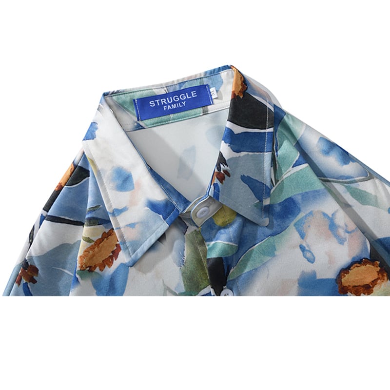 [JINKESEN Series]★Oil painting style shirt★ Tops Spring/Summer Thin SML XL 2XL Unisex Men's Easy to match Blue