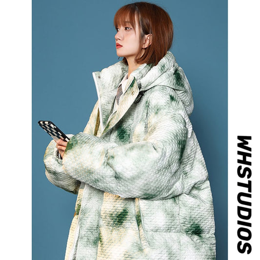 [Morimoto Series] ★Winter Coat★ 3color Cotton Coat Unisex Men's Print Gray Blue Green