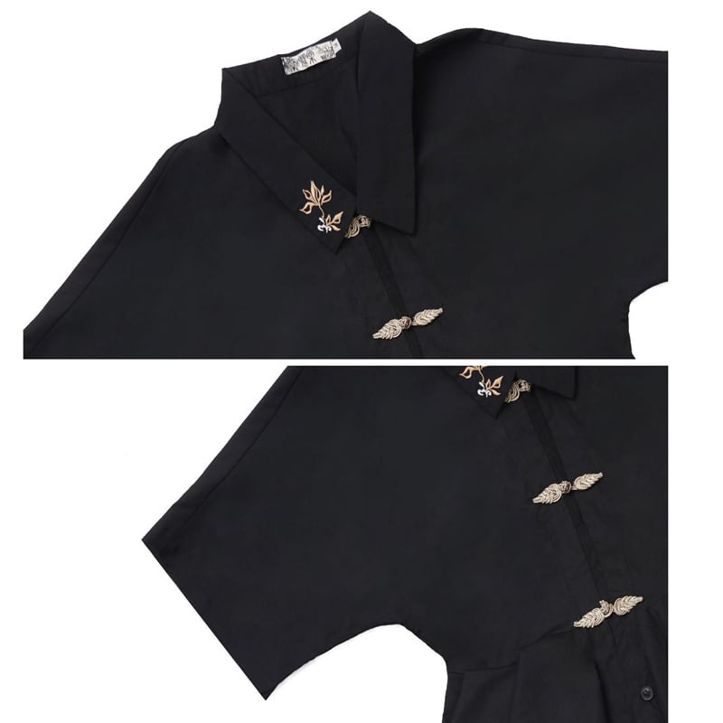 [Kyoto series]★China style dress★ Embroidery irregular unique design cool black black