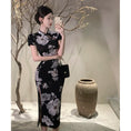 Load image into Gallery viewer, [NANA Series] ★China-style dress★ Improved cheongsam dress, sexy, floral pattern, slit, short sleeves, slimming fit
