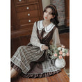 Load image into Gallery viewer, [DACHENGZI Series] ★Dress★ Fake Layered Dress Checkered Pattern Cute Retro S M L XL
