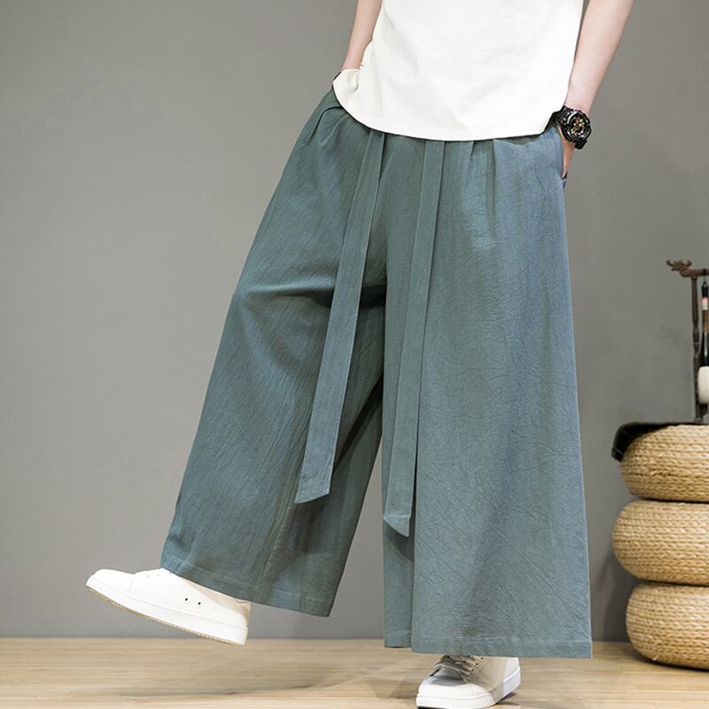 [JUNYI Series]★China Style Pants★ 3color Gaucho Pants Plain Unisex Men's Black White Large Size