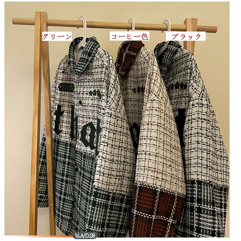 [YOULIN Series] ★Outer★ 3color Unisex Men's Plaid Pattern Coffee Color Green Black