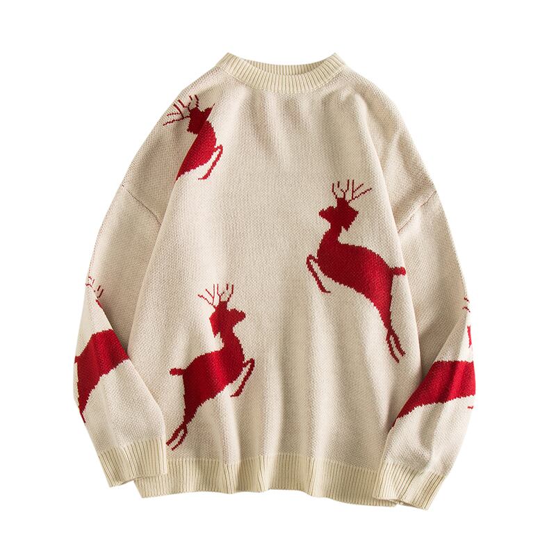 [CNCN Series]★Sweater★ 3color Tops Christmas New Year Deer Unisex Men's Red Black Beige