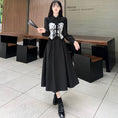 Load image into Gallery viewer, [Dong Xiaojie Series] ★China style dress★ Ink pattern long sleeve dress long length dress black black large size slimming
