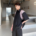 Load image into Gallery viewer, [Illustrated Series]★Shirt★Tops Unisex Men's Black Switchable Sleeves Removable Simple
