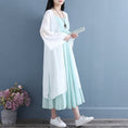 Load image into Gallery viewer, [Qing Series]★China style coat★ 4 colors chiffon long length thin speaker sleeve beige blue green purple white
