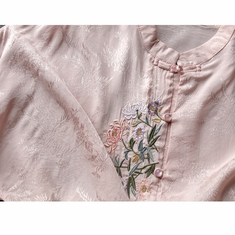 【清シリーズ】★チャイナ風トップス★ 4color シャツ 夏服 春服 刺繍 長袖シャツ 気質アップ 可愛い