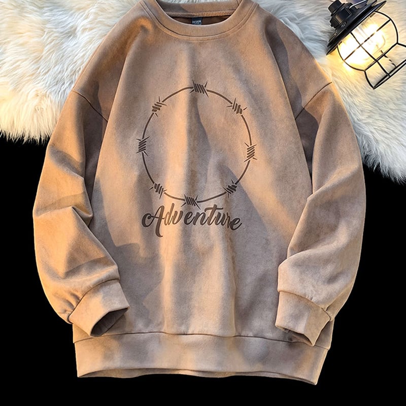 [GULAMA Series] ★Tops★ 3color suede sweatshirt unisex men's round neck easy to match