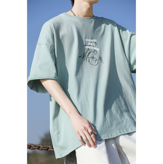 [MANYSTON Series]★T-shirt★ Tops 3color Unisex Men's Short Sleeve White Black Green