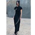 Load image into Gallery viewer, [Da Qinglong Shu Series] ★China style dress★ Improved cheongsam dress, velvet, improves temperament, long length, black
