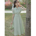 Load image into Gallery viewer, [NANMOSEN Series] ★China style dress★ Short sleeve dress, China button, cute, improves temperament, green
