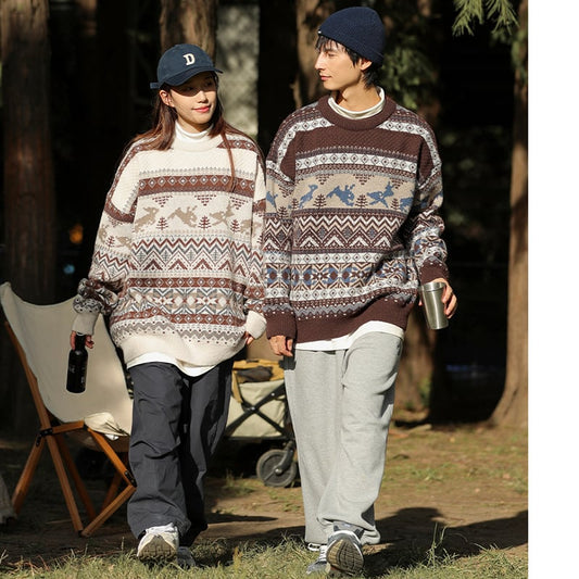 [Pvpvpv series] ★Sweater★ 2color knit tops Christmas unisex men's deer casual easy to match