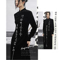 Load image into Gallery viewer, [Big Blue Dragon Series] ★China style dress★ Long length Kanji pattern embroidery Velvet black Black
