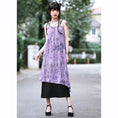 Load image into Gallery viewer, [Kokaisha---Shinkyo Series] ★China style dress★ Hanging dress Letter pattern print Purple black switching
