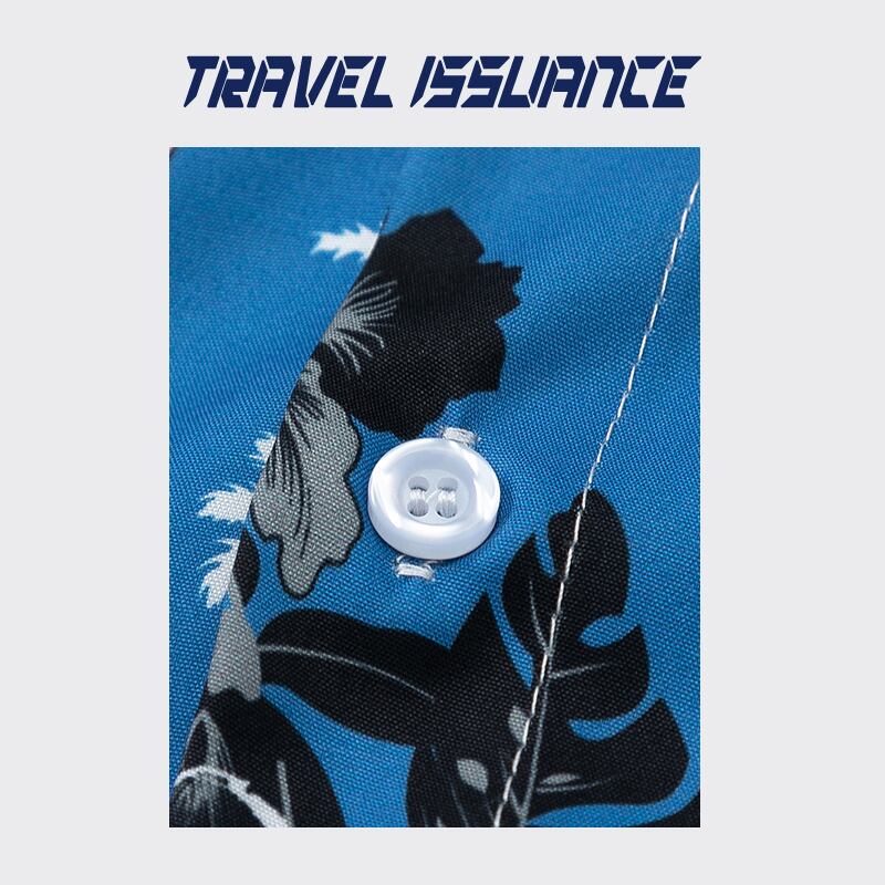 [TRAVEL ISSUANCE Series] ★Short Sleeve Shirt★ Hawaii Aloha Shirt Print Unisex Men's Blue Cool