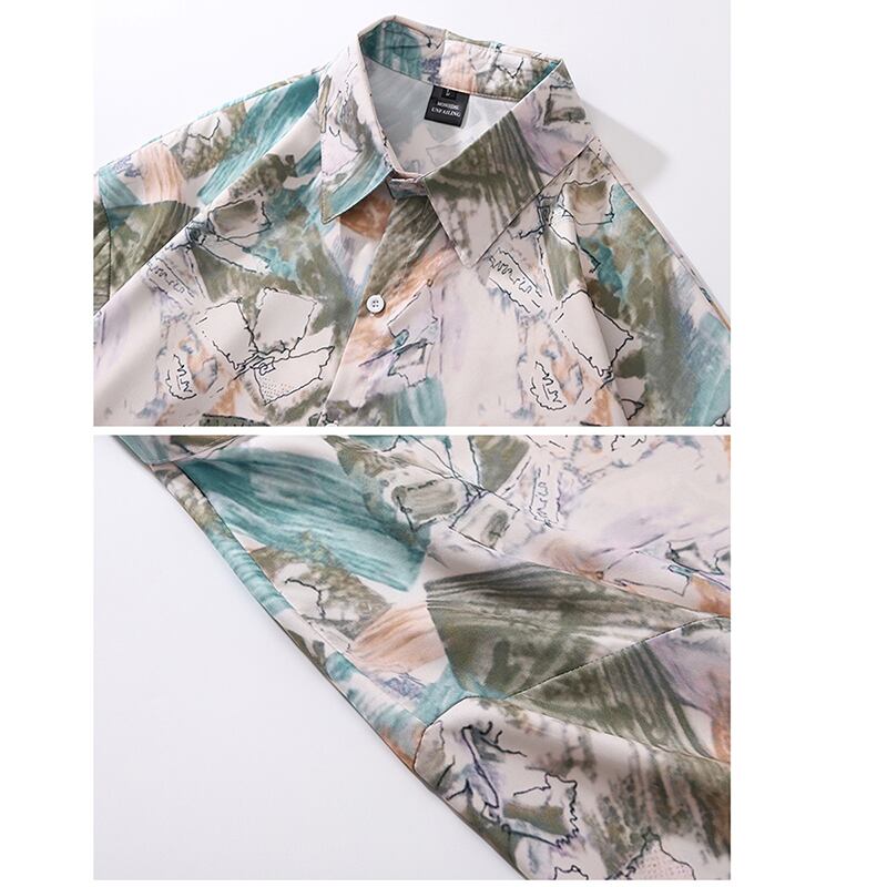 [HTTAOSUP Series]★Shirt★ Tops Short Sleeve Shirt Unisex Men's SML XL Loose Aloha Shirt Unique