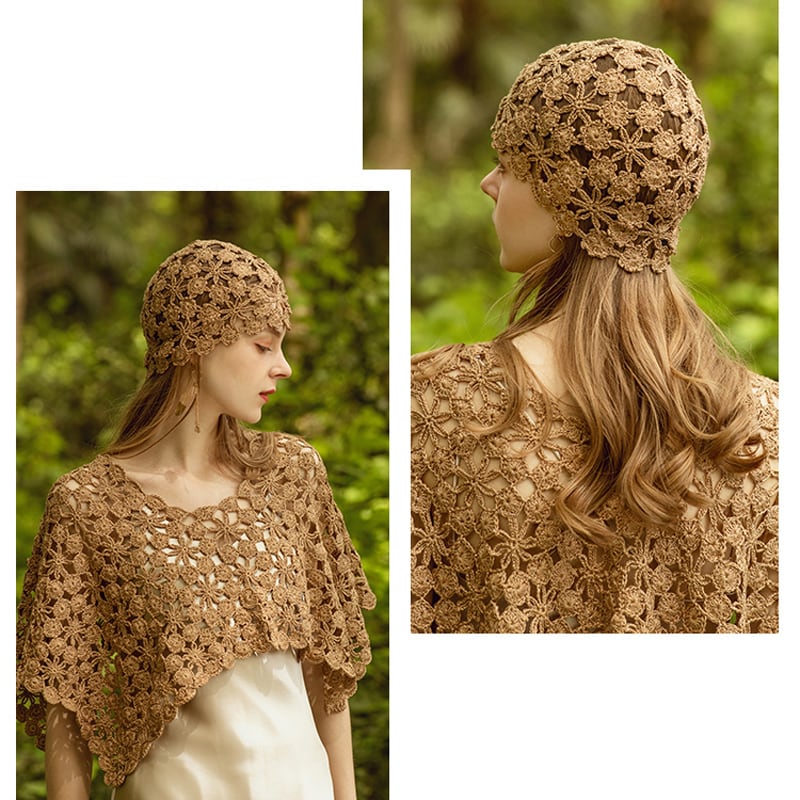 [Flower Series]★Hat★ 2color Hat Knitted Women's Retro Elegant Gold Black