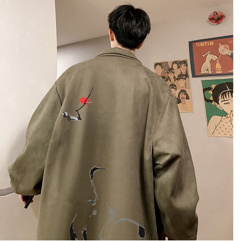 [WUSHE Series]★China style outerwear★ 4color jacket casual ink pattern unisex men's large size