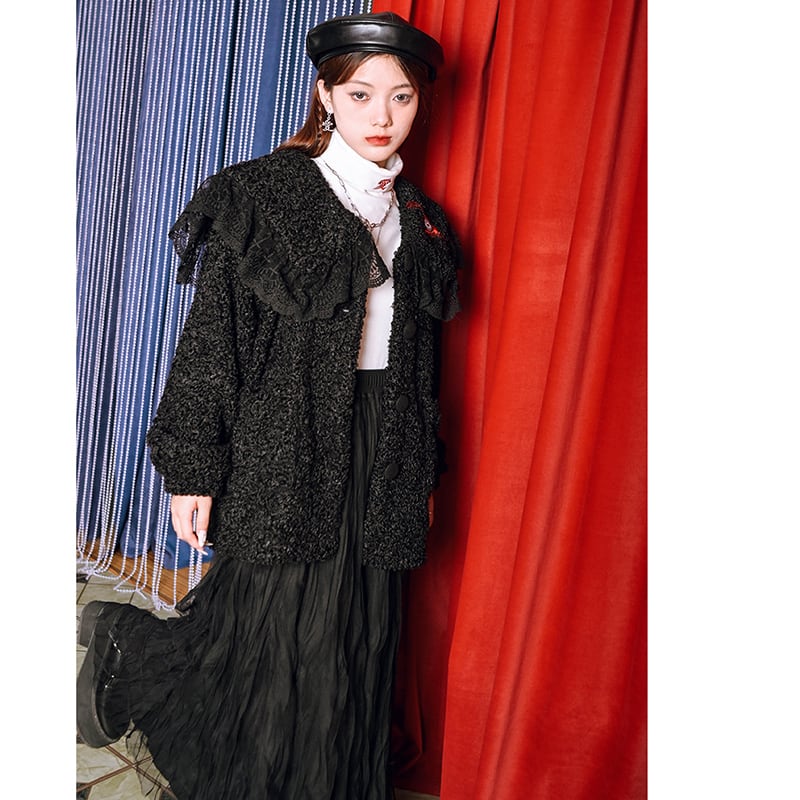 [Old Monster---Eyeball Rose Series] ★China style coat★ Winter coat, thick, warm, winter clothes, embroidery, black, black