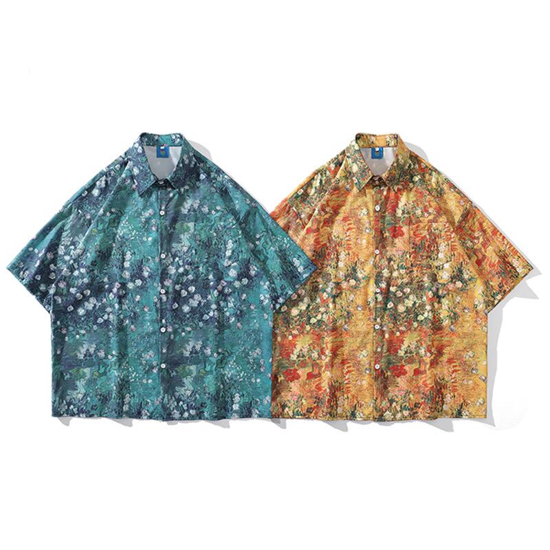 [TRAVEL ISSUANCE Series] ★Short Sleeve Shirt★ 2color Hawaii Aloha Shirt Print Unisex Men's Beach Travel Photography