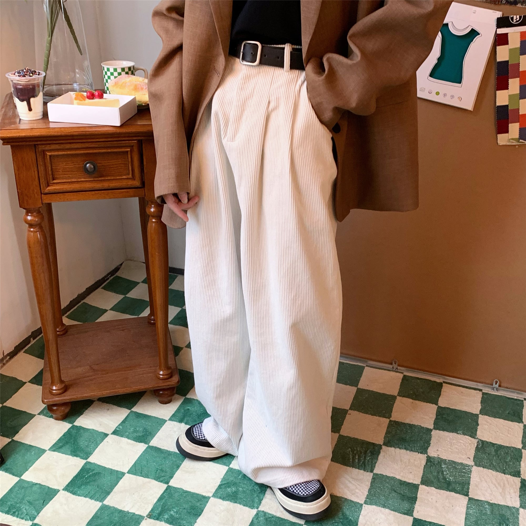 [C2 Studios Series]★Casual Pants★ 3color Green or Brown or Beige Corduroy Gaucho Pants