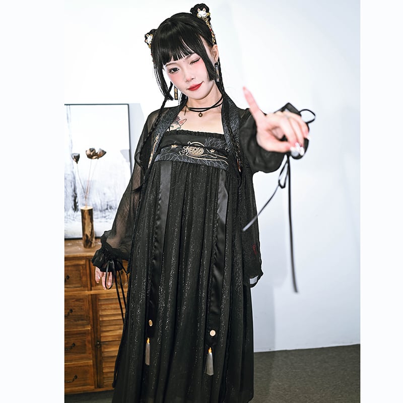 [Ancient monster house---Oryu series] ★China style skirt★ Hanfu dress Black Black ML Cute Original