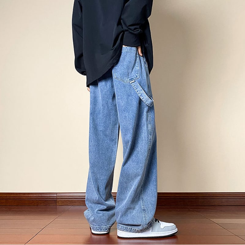 [Kouisha Series] ★Denim pants★ 2color bottoms pants unisex men's black blue black blue