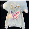 Load image into Gallery viewer, [Roba Series] ★Fleece-lined hoodie★ 3color Tops Butterfly Alphabet Cute Beige Black Pink ML XL
