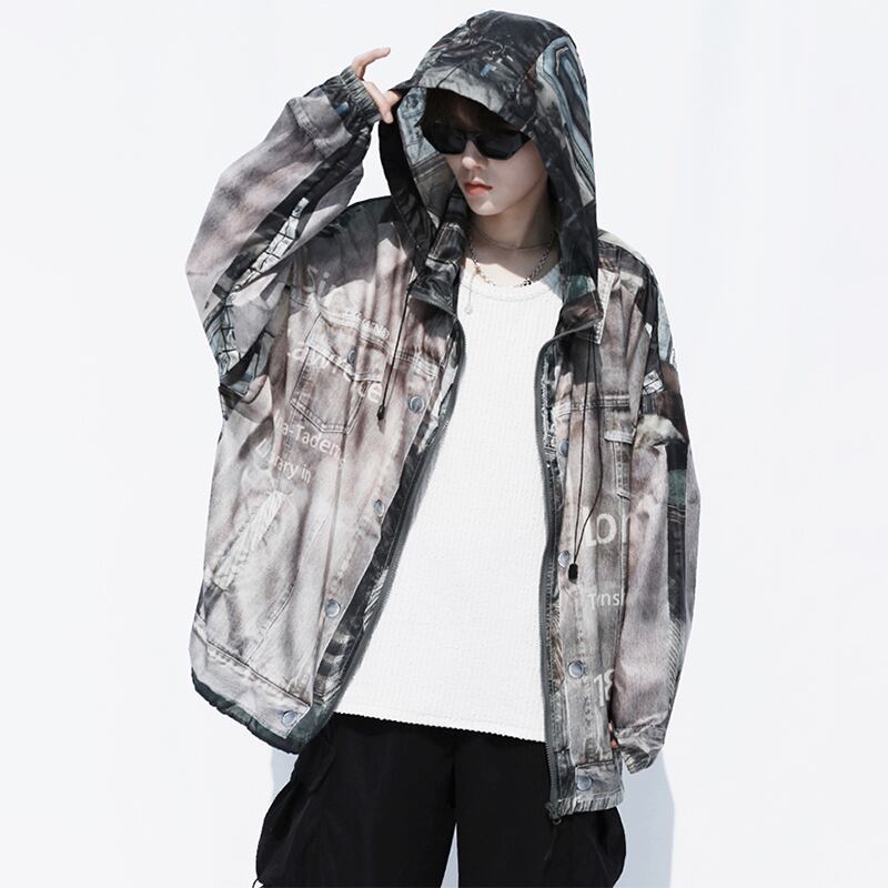 [SIN87 Series] ★UV protection★ UPF50+ 2color Sun protection Cooling protection Thin outerwear Print Fashion Unisex Men's