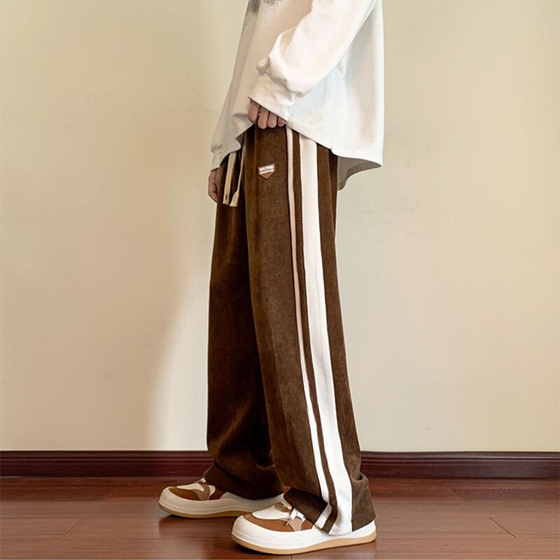 [NANSHI Series] ★Casual Pants★ 3color Bottoms Pants Unisex Men's Vertical Stripes Black Beige Coffee Color