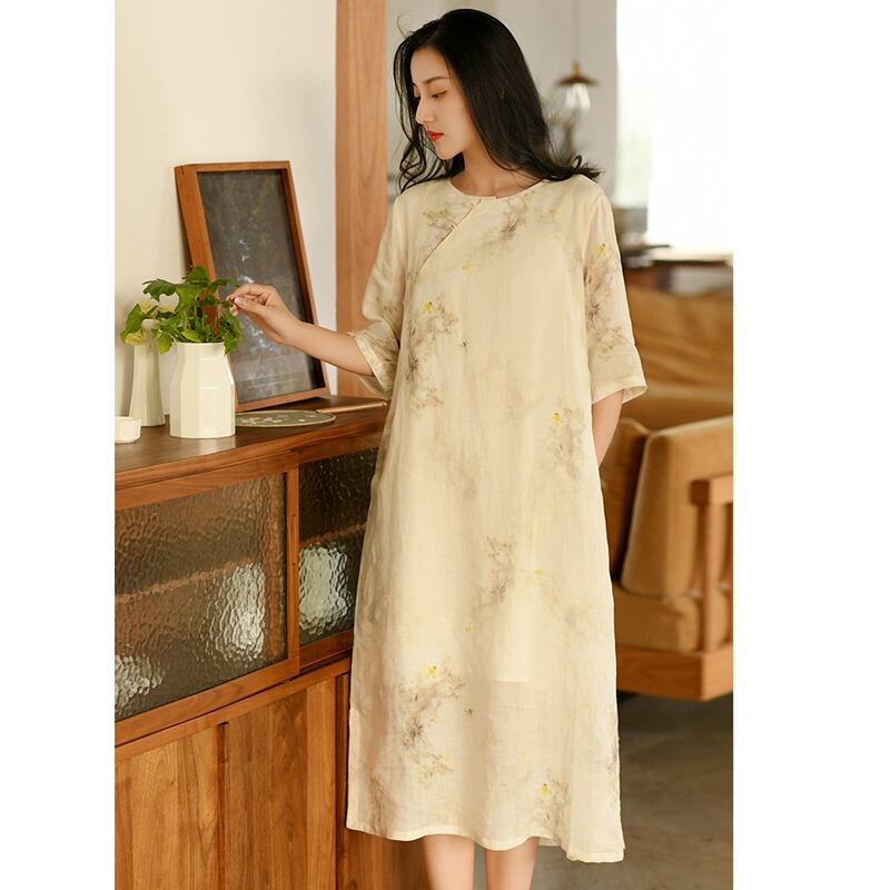 [Miss Fenny Series] ★Chinese style dress★ 3color Elegant Chinese clothes Tang suit Retro print Summer clothes Comfortable to the touch