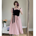 Load image into Gallery viewer, [JIGUJIGU series] ★One piece★ Short sleeve dress, switching, fake layered, large size, pink, cute color scheme
