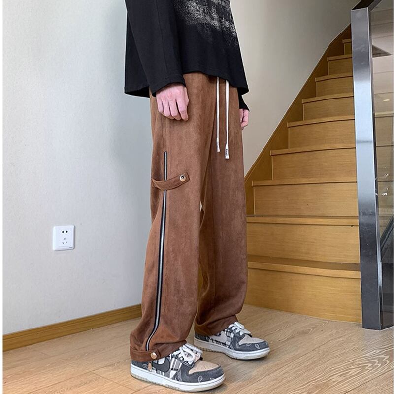 [BIGEMAN Series]★Casual Pants★ 2color Bottoms Trousers Unisex Men's Suede Black Coffee Color