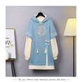 Load image into Gallery viewer, [Bamboo Series] ★Chinese style hoodie★ Fleece lining hoodie dress Chinese clothing embroidery Large size Blue Blue
