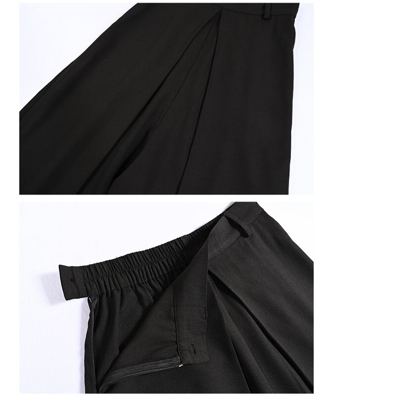 [Kokaisha---Kaikage Series]★China style pants★Bottoms Gaucho pants Plain slimming ML XL Black Black