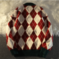 Load image into Gallery viewer, [NANSHIYUN Series] ★Sweater★ 2color Tops Christmas Plaid Diamond Shape Cute New Year Date Red Pink
