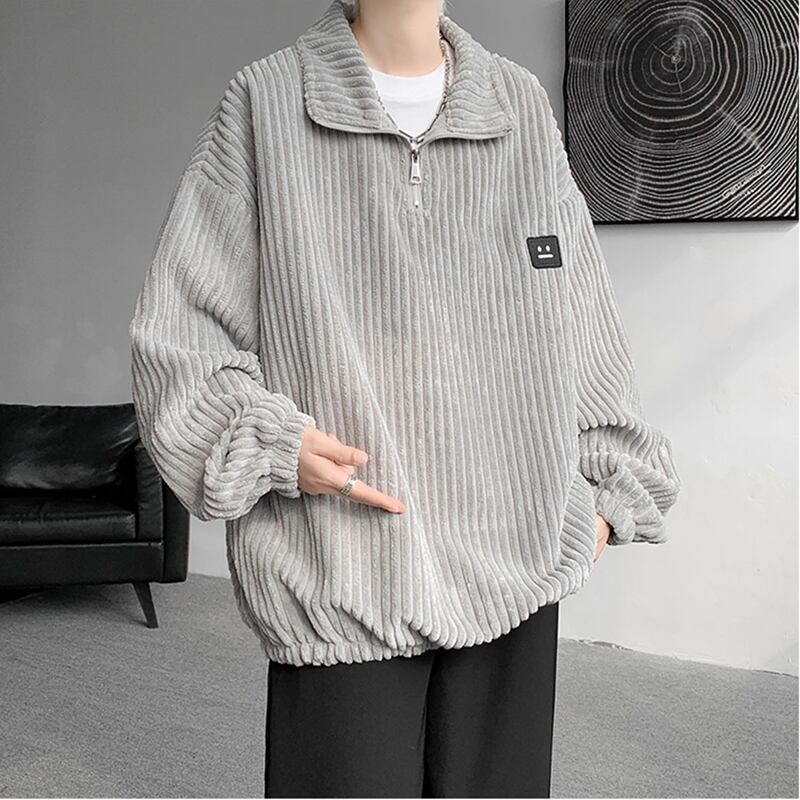 [KADISHOU Series] ★Tops★ 3color Corduroy Unisex Men's Large Size Casual Black Gray Coffee Color