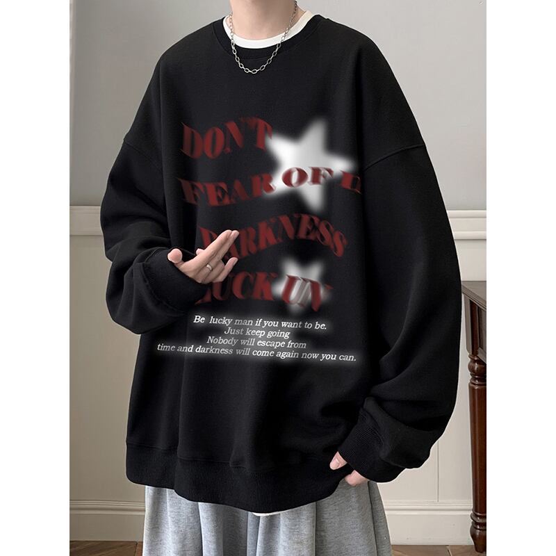 [PPG Series] ★Tops★ 3color Unisex Men's Simple Long Sleeve Alphabet Black Beige Wine Red