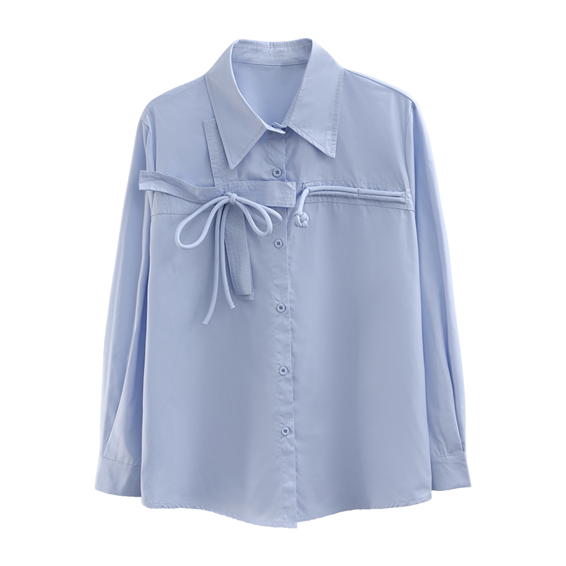 [ZISU0 Series]★Shirt★ Tops Designed Fashion Retro Blue Blue Commuting Office Lady Easy to match