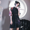 Load image into Gallery viewer, [Kokaisha series] ★China style dress★ Chiffon short length Unique black black SML
