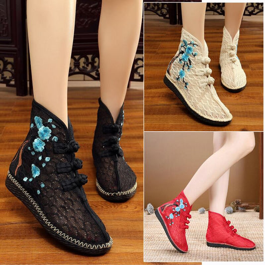 [Aki Tatsu Series]★Embroidered shoes★ 3color Handmade shoes Chinese shoes Ethnic style Lace Temperament enhancing shoes Size 34-40