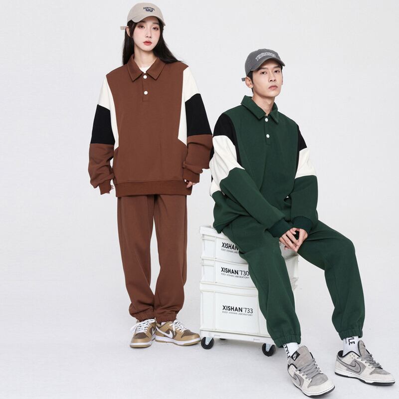 [DLSJ Series] ★Tops★ 4color POLO neck unisex men's long sleeve tops Color scheme black green white brown