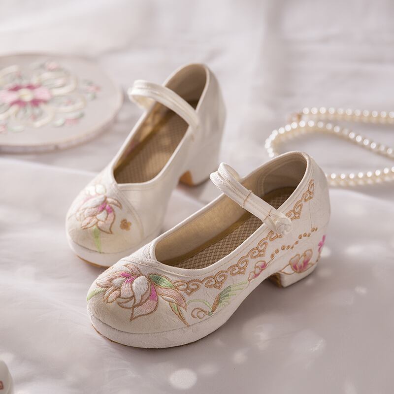 [Cloud End Shoes---Dream Series]★Embroidered Shoes★ 2color Handmade Shoes Chinese Shoes Tang Suit Hanfu Shoes Chinese Dress Shoes Flower Embroidery Size 35-40 Heel 5cm