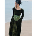 Load image into Gallery viewer, [Big Blue Dragon Series] ★China style dress★ Switching velvet bamboo embroidery green sexy
