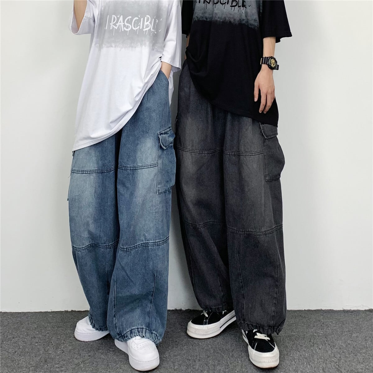 [MGJM Series]★Denim Pants★ 2color Pants Bottoms Unisex Men's Casual Street Blue Black