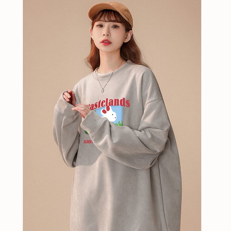 [CHAOMEICHEN Series] ★Tops★ 3color long sleeve tops unisex men's round neck rabbit rabbit