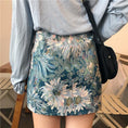 Load image into Gallery viewer, [YANGYANG Series] ★Mini skirt★ Bottoms Floral pattern skirt Oil painting style skirt Large size Blue Blue
