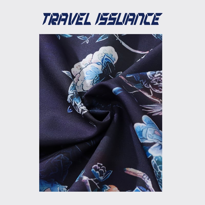 [TRAVEL ISSUANCE Series] ★Short Sleeve Shirt★ Aloha Shirt Okinawa Hawaii Tops Floral Shirt Unisex Men's Blue