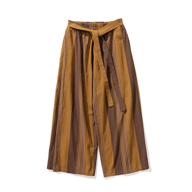 [Shu Han Ink Series]★China style pants★ 3color gaucho pants, vertical stripes, unisex, men's, loose, large size